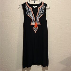 THML Elegant Black Dress with Embroidery